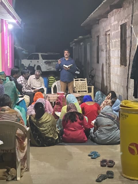 A group of Indian believers gathered in a house church